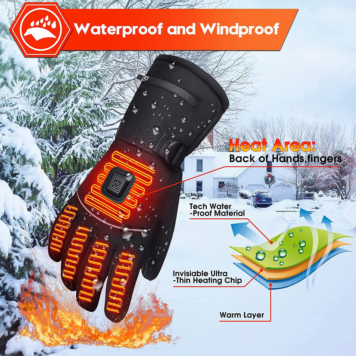 Velvet heat Gloves Rechargeable Battery for Men and Women,7.4V Touchscreen Waterproof Windproof for Hiking Skiing, Outdoor Indoor Portable Battery.